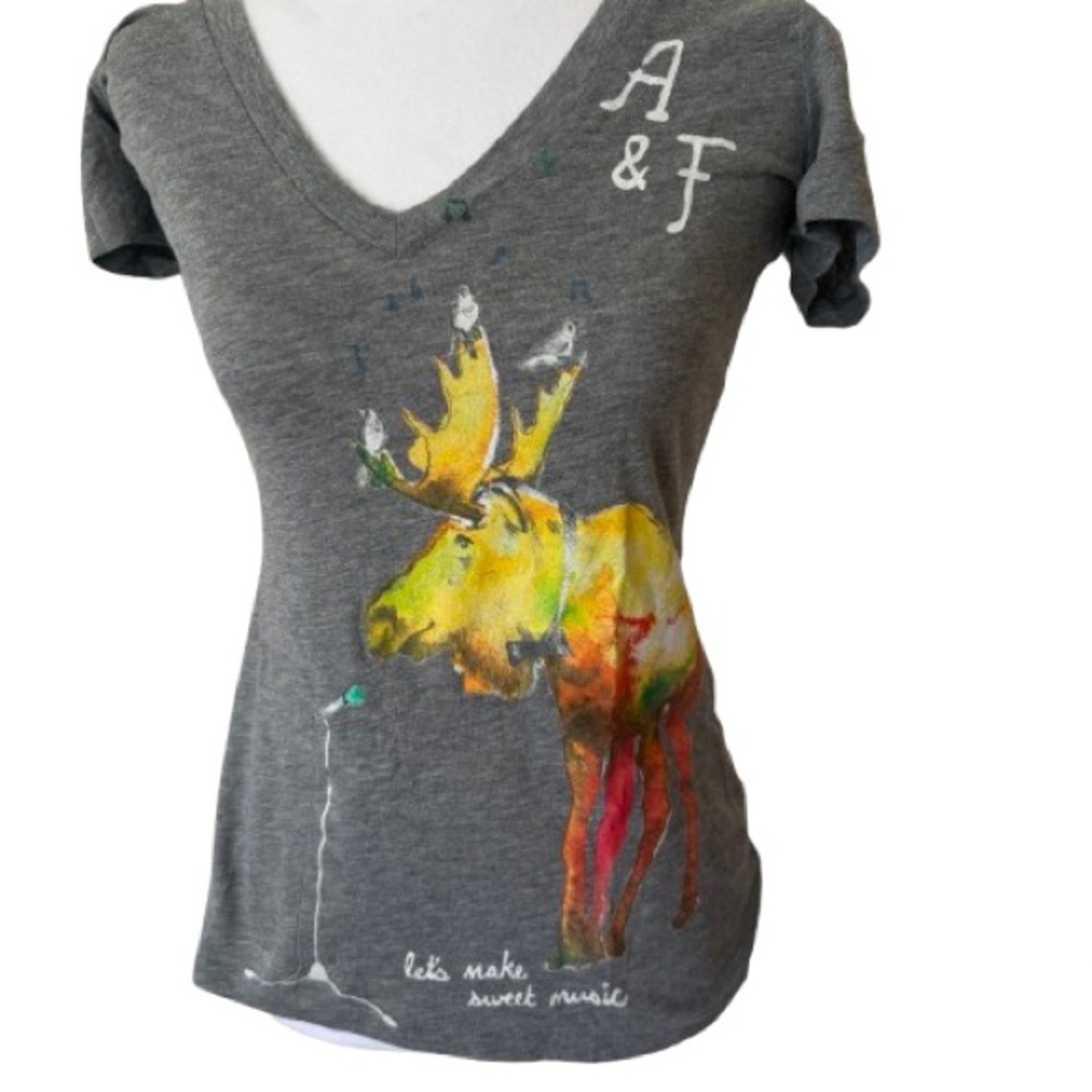 Abercrombie & Fitch Gray Fitted Short Sleeve T-Shirt - Let’s make sweet music 🎶